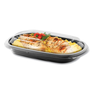 Anchor Packaging MicroRaves Wave Container and Dome Lid Combo, 16 oz, 6.35 x 8.79 x 1.72, Black/Clear, Plastic, 250/Carton (ANZ4111603) View Product Image