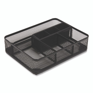 TRU RED Mesh Drawer Organizer, Seven Compartment, 9.76 x 7.48 x 2.68, Black