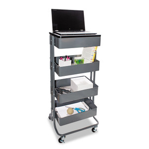 Vertiflex Adjustable Multi-Use Storage Cart and Stand-Up Workstation, 15.25" x 11" x 18.5" to 39", Gray (VRTVF51025) View Product Image