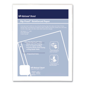 National Rip Proof Reinforced Filler Paper, 3-Hole, 8.5 x 11, Unruled, 100/Pack (RED20121) View Product Image