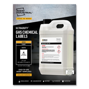Avery UltraDuty GHS Chemical Waterproof and UV Resistant Labels, 4 x 4, White, 4/Sheet, 50 Sheets/Box (AVE60504) View Product Image