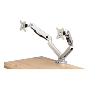 HON Dual Monitor Arm w/USB, 21" Monitors, 360 deg Rotation/Pan,+15 deg/-85 deg Tilt, Silver, Up to 19.8lb, Ships in 7-10 Bus Days (HONBDMAUSB) View Product Image