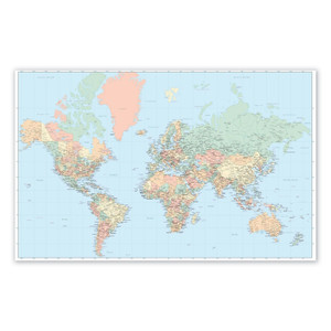 Advantus Laminated Wall Maps, World, Dry Erase, 50 x 32 (AVT97644) View Product Image