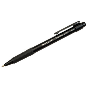 AbilityOne 7520014244865 SKILCRAFT Cushion Grip Ballpoint Pen, Retractable, Medium 1 mm, Black Ink, Black Barrel, Dozen (NSN4244865) View Product Image