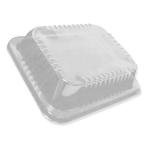 Durable Packaging Dome Lids for 12.63 x 10.5 Oblong Containers, 1.5" Half Size Steam Table Pan Lid, Low Dome, Clear, Plastic, 100/Carton (DPKP4300100) View Product Image