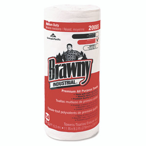 Brawny Professional Premium DRC Perforated Roll Wipers, 1-Ply, 11 x 9.38, Unscented, White, 84/Roll, 20 Rolls/Carton