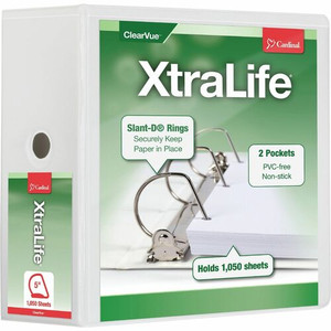 Cardinal Xtralife ClearVue Locking Slant-D Binder - 5" Binder Capacity - Letter - 8 1/2" x 11" Sheet Size - 1100 Sheet Capacity - 4 3/8" Spine Width - (CRD26350)