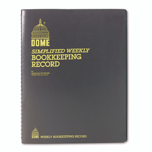 Dome Simplified Weekly Bookkeeping Record, 4 Column Format, Brown Cover, 11 x 8.5 Sheets, 128 Sheets/Book