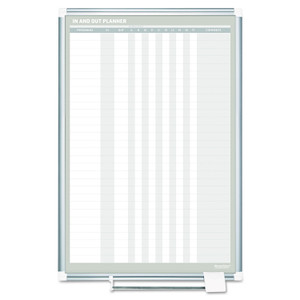 MasterVision In-Out Magnetic Dry Erase Board, 30-Person Tracking, 24" x 36", White Surface, Satin Aluminum Frame