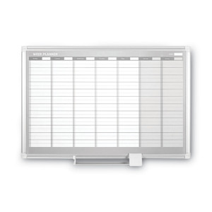 MasterVision Magnetic Dry Erase Calendar Board, Weekly Planning/Scheduling, 36" x 24", White Surface, Satin Aluminum Frame