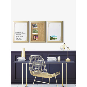 MasterVision Metallic Gold Positive Flow Message Board Set, (2) Magnetic Dry Erase, (1) Bulletin, Assorted Sizes, Assorted Colors