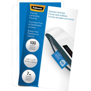 Fellowes Business Card Glossy Laminating Pouches - Sheet Size Supported: Business Card - Laminating Pouch/Sheet Size: 3.75" Width x 7 mil Thickness - Type G - Glossy - for Document, Business Card