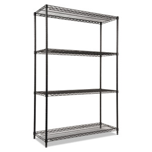 Alera NSF Certified Industrial Four-Shelf Wire Shelving Kit, 48w x 18d x 72h, Black (ALESW504818BL) View Product Image