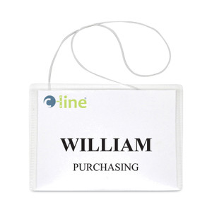 C-Line Name Badge Kits, Top Load, 4 x 3, Clear, Elastic Cord, 50/Box (CLI96043) View Product Image