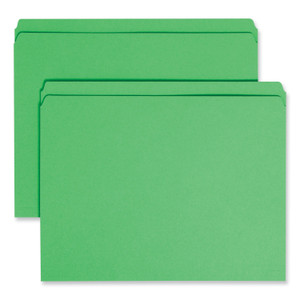 Smead Reinforced Top Tab Colored File Folders, Straight Tabs, Letter Size, 0.75" Expansion, Green, 100/Box