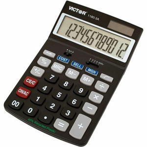 Victor 11803A Business Calculator - Easy-to-read Display, Auto Power Off - 12 Digits - LCD - Battery/Solar Powered - 1.1" Height x 4" Width x 6.5" Length