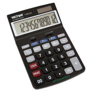 Victor 1180-3A Antimicrobial Desktop Calculator, 12-Digit LCD (VCT11803A) View Product Image