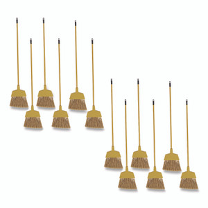 Boardwalk Poly Bristle Angler Broom, 53" Handle, Yellow, 12/Carton