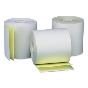 Universal Carbonless Paper Rolls, 0.44" Core, 3" x 90 ft, White/Canary, 50/Carton (UNV35767) View Product Image