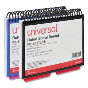 Universal Spiral Bound Index Cards, Ruled, 4 x 6, White, 120/Pack (UNV47302) View Product Image