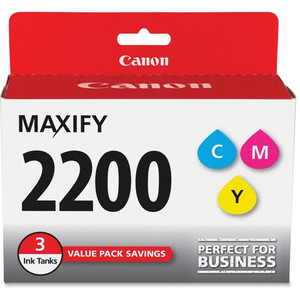Canon PGI-2200 CMY Original Standard Yield Inkjet Ink Cartridge - Cyan, Magenta, Yellow - 3 / Pack (CNMPGI2200CMY)