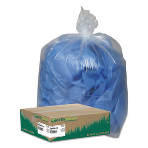 Earthsense Commercial Linear Low Density Clear Recycled Can Liners, 60 gal, 1.5 mil, 38" x 58", Clear, 100/Carton View Product Image