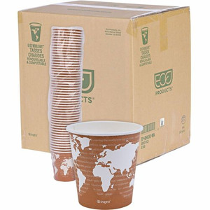 Eco-Products 10 oz World Art Hot Beverage Cups - 10 fl oz - Multi - Paper, Resin - Hot Drink - 50/Pack