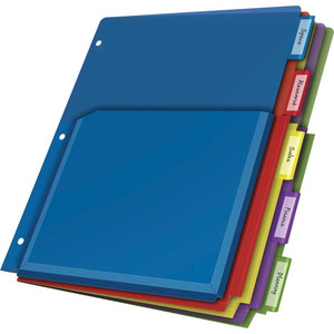 Cardinal Expanding Pocket Poly Divider - 5 x Divider(s) - 5 Tab(s)/Set - 9.8" Divider Width x 11.50" Divider Length - Letter - 8.50" Width x 11" Length