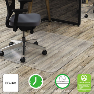 deflecto All Day Use Chair Mat - Hard Floors, 36 x 48, Rectangular, Clear