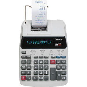 Canon P170-DH-3 Printing Calculators - Calendar, Clock, Item Count, Sign Change, Compact - 12 Digits - 3" Height x 9.6" Width x 15.2" Length - White (CNMP170DH3)