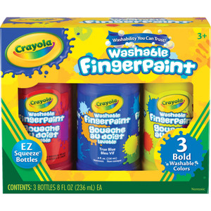 Crayola Washable Fingerpaint, 8oz., 3/ST, Ast (CYO551310) View Product Image