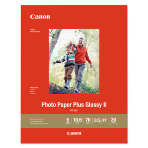 Canon Photo Paper Plus Glossy II, 10.6 mil, 8.5 x 11, Glossy White, 20/Pack (CNM1432C003) View Product Image