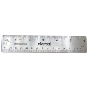 Universal Stainless Steel Ruler, Standard/Metric, 6" Long