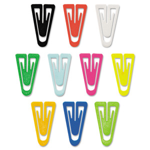 GEM Plastic Paper Clips, Large, Smooth, Assorted Colors, 200/Box (GEMPC0600) View Product Image