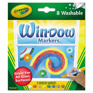 Crayola Washable Window FX Marker, Broad Bullet Tip, Assorted Colors, 8/Pack