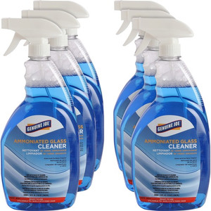 Genuine Joe Ammoniated Glass Cleaner - For Hard Surface - Ready-To-Use - 32 fl oz (1 quart) - Recommended For: Grease Remover - Blue