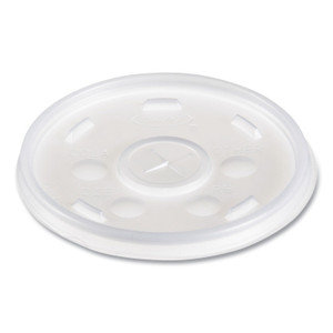 Dart Plastic Lids for Foam Cups/Bowls/Containers, Flat with Straw Slot, Fits 6 oz to 14 oz, Translucent, 100/Pack, 10 Packs/Carton