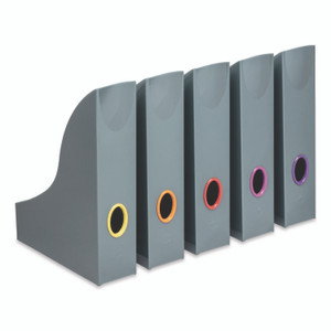 Durable VARICOLOR Plastic Magazine Racks, 2.88w x 9.5d x 12h, Gray/Multicolor, 5/Pack