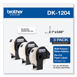 Brother Die-Cut Multipurpose Labels, 0.66 x 3.4, White, 400 Labels/Roll, 3 Rolls/Pack (BRTDK12043PK) View Product Image