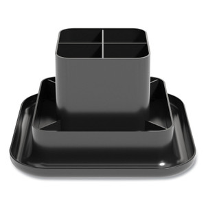 TRU RED Plastic Rotating Organizer, 9 Compartments, Plastic, 8.2" Diameter x 5.4"h, Black (TUD24418570) View Product Image