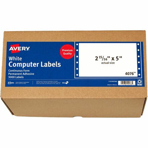 Avery Address Label - 5" Width x 2 15/16" Length - Permanent Adhesive - Dot Matrix - White - 1 / Sheet
