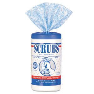 SCRUBS Hand Cleaner Towels, 1-Ply, 10 x 12, Citrus, Blue/White, 30/Canister ITW42230CT (ITW42230CT) View Product Image