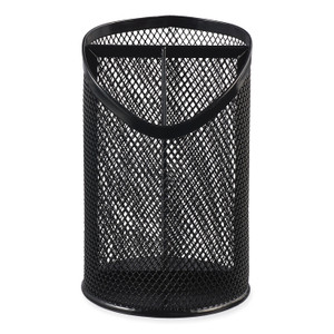 Universal Metal Mesh 3-Compartment Pencil Cup, 4.13" Diameter x 6"h, Black (UNV20019) View Product Image