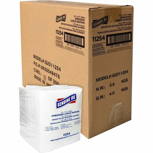Genuine Joe Lunch Napkins - 1 Ply - Quarter-fold - 13" Width x 11.25" Length - White - 400/Pack
