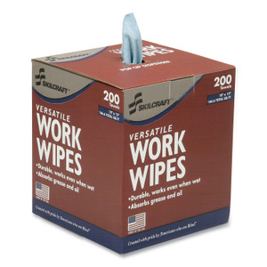 AbilityOne 7920016849744, SKILCRAFT Industrial Work Wipes, 1-Ply, 12 x 10, Blue, 200 Sheets/Box, 8 Boxes/Carton