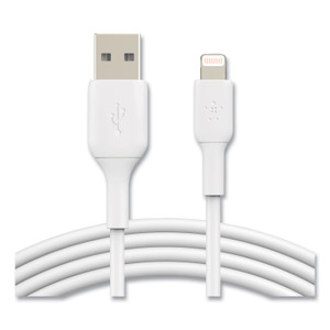 Belkin BOOST CHARGE Apple Lightning to USB-A ChargeSync Cable, 9.8 ft, White (BLKCAA001BT3MWH) View Product Image