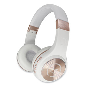 Morpheus 360 SERENITY Stereo Wireless Headphones with Microphone, 3 ft Cord, White/Rose Gold