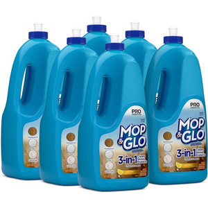 Professional MOP & GLO Triple Action Floor Shine Cleaner - For Wood Floor, Vinyl Floor, Linoleum Floor, Ceramic Tile Floor, Tile - 64 oz (4 lb) - Fresh Citrus Scent - Tan
