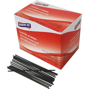 Genuine Joe Plastic Stirrers - 5.5" Length - Plastic, Polypropylene - Black