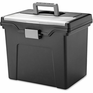 IRIS Portable Letter-size File Box - External Dimensions: 13.8" Length x 10.2" Width x 11.7" Height - Media Size Supported: Letter 8.50" x 11" - Buckle Closure - Black - For Pen/Pencil, Business Card, Hanging Folder